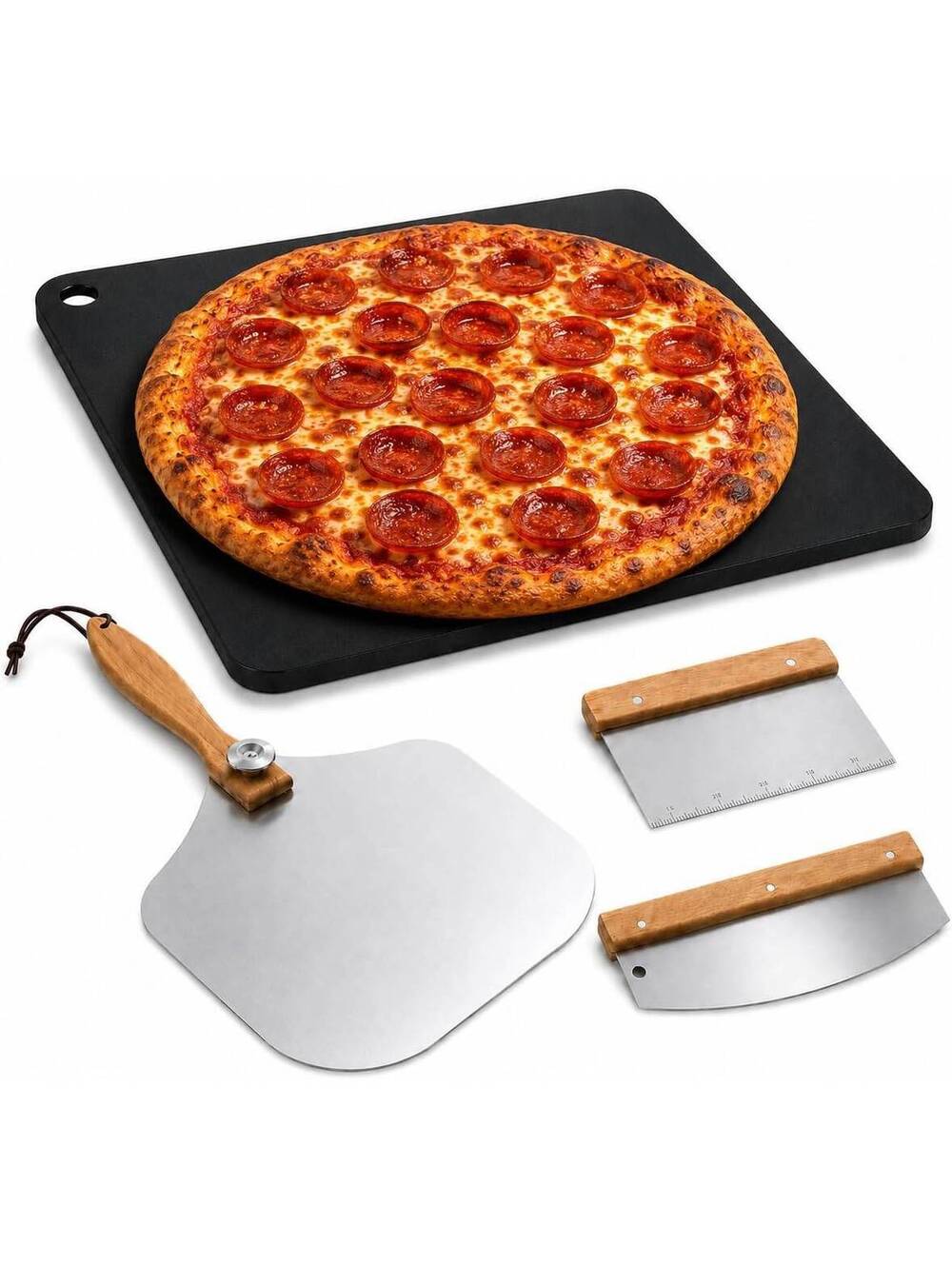 13"x13" Pizza Stone Baking Steel Set with Peel & Cutter